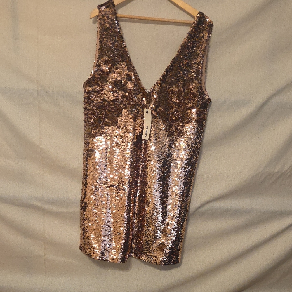 BB Dakota Sequin Mini Dress in Gold and Brown